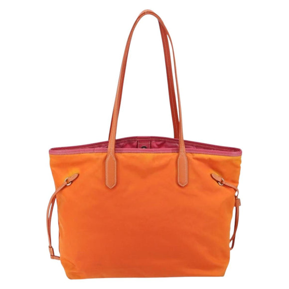 PRADA Tote Bag Nylon Orange Silver Auth 154158