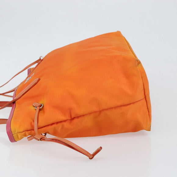 PRADA Tote Bag Nylon Orange Silver Auth 154158