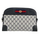 GUCCI GG Supreme Sherry Line Shoulder Bag PVC Navy Gold Auth 154161-2