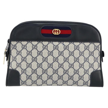 GUCCI GG Supreme Sherry Line Shoulder Bag PVC Navy Gold Auth 154161 - 0