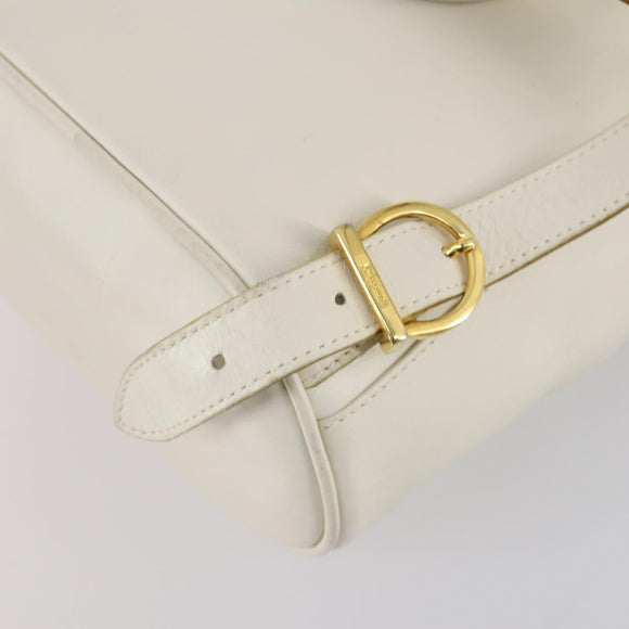 Salvatore Ferragamo Backpack Leather White Gold Auth 154163