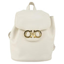 Salvatore Ferragamo Backpack Leather White Gold Auth 154163-2