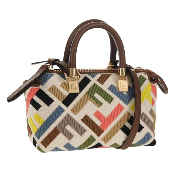 FENDI Zucca Canvas Mini By The Way Hand Bag 2way Multicolor Gold Auth 154164M