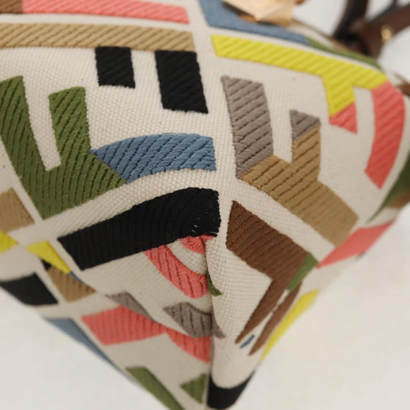 FENDI Zucca Canvas Mini By The Way Hand Bag 2way Multicolor Gold Auth 154164M
