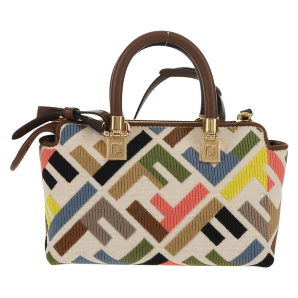 FENDI Zucca Canvas Mini By The Way Hand Bag 2way Multicolor Gold Auth 154164M