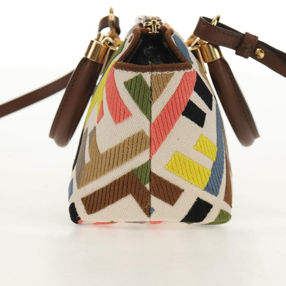 FENDI Zucca Canvas Mini By The Way Hand Bag 2way Multicolor Gold Auth 154164M