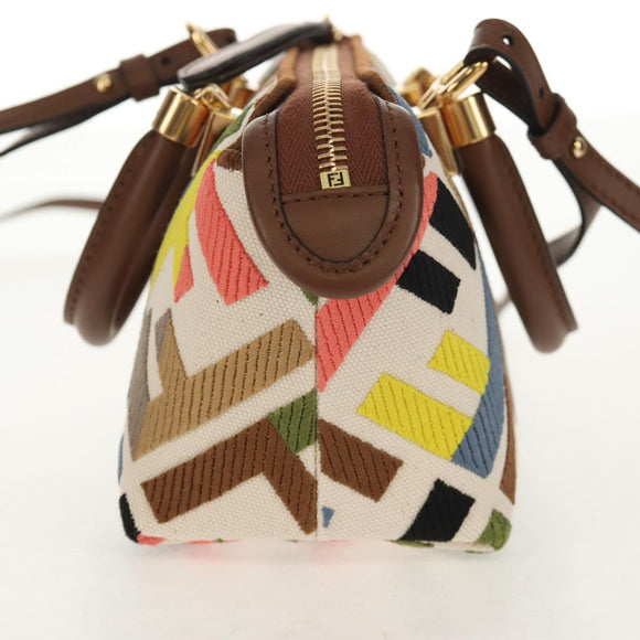 FENDI Zucca Canvas Mini By The Way Hand Bag 2way Multicolor Gold Auth 154164M