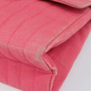 CHANEL Mademoiselle Chain Shoulder Bag Canvas Pink Gold CC Auth 154165-8