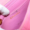 CHANEL Mademoiselle Chain Shoulder Bag Canvas Pink Gold CC Auth 154165-19