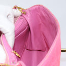 CHANEL Mademoiselle Chain Shoulder Bag Canvas Pink Gold CC Auth 154165-20