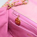 CHANEL Mademoiselle Chain Shoulder Bag Canvas Pink Gold CC Auth 154165-22