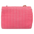 CHANEL Mademoiselle Chain Shoulder Bag Canvas Pink Gold CC Auth 154165-2