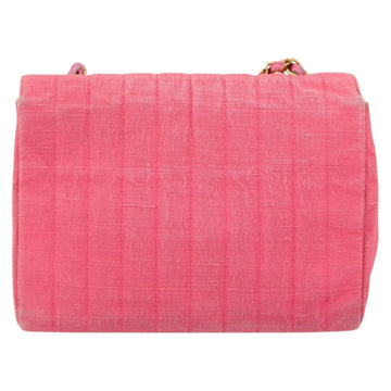 CHANEL Mademoiselle Chain Shoulder Bag Canvas Pink Gold CC Auth 154165 - 0