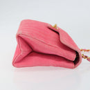CHANEL Mademoiselle Chain Shoulder Bag Canvas Pink Gold CC Auth 154165-3
