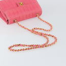 CHANEL Mademoiselle Chain Shoulder Bag Canvas Pink Gold CC Auth 154165-7