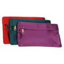 PRADA Pouch Satin Purple Gold Auth 154166M-1