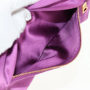 PRADA Pouch Satin Purple Gold Auth 154166M-10