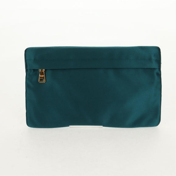 PRADA Pouch Satin Purple Gold Auth 154166M