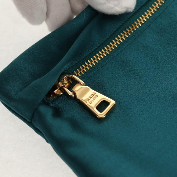 PRADA Pouch Satin Purple Gold Auth 154166M