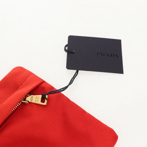 PRADA Pouch Satin Purple Gold Auth 154166M