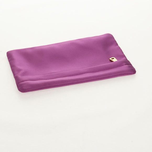 PRADA Pouch Satin Purple Gold Auth 154166M