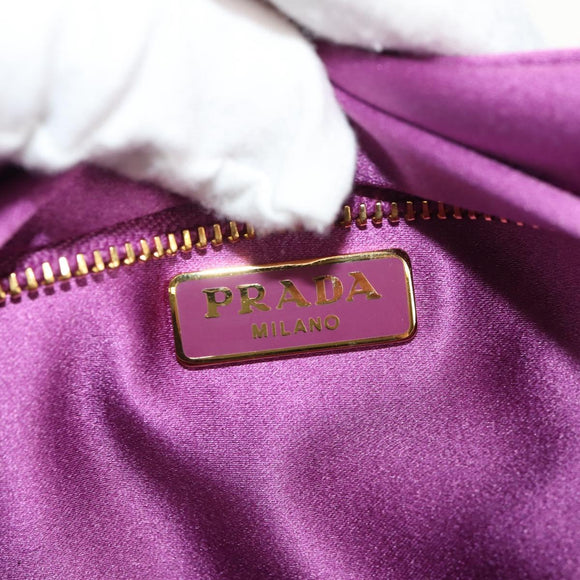 PRADA Pouch Satin Purple Gold Auth 154166M
