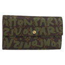 LOUIS VUITTON Graffiti Porte Monnaie Credit Wallet Khaki M92188 Auth 154174V-1