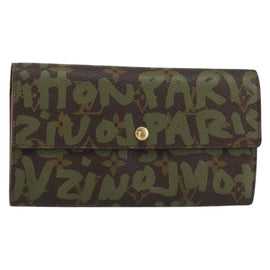 LOUIS VUITTON Graffiti Porte Monnaie Credit Wallet Khaki M92188 Auth 154174V
