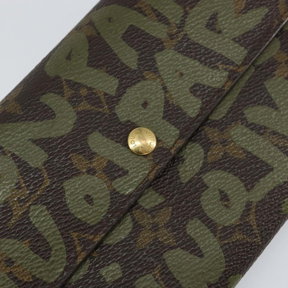 LOUIS VUITTON Graffiti Porte Monnaie Credit Wallet Khaki M92188 Auth 154174V