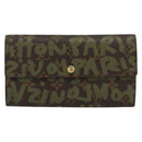 LOUIS VUITTON Graffiti Porte Monnaie Credit Wallet Khaki M92188 Auth 154174V-13