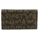 LOUIS VUITTON Graffiti Porte Monnaie Credit Wallet Khaki M92188 Auth 154174V-2