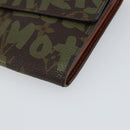 LOUIS VUITTON Graffiti Porte Monnaie Credit Wallet Khaki M92188 Auth 154174V-7