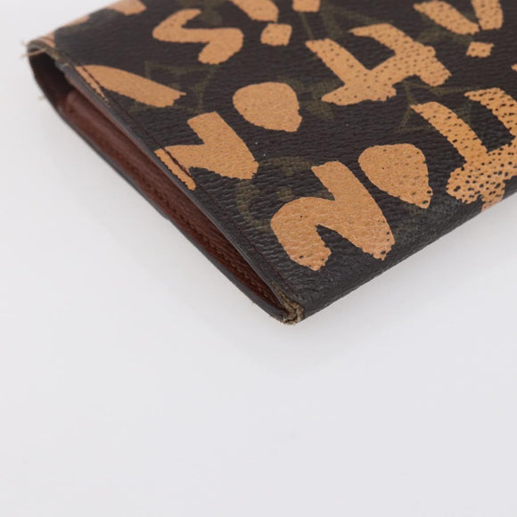 LOUIS VUITTON Graffiti Porte Monnaie Credit Wallet Orange M92190 LV Auth 154175