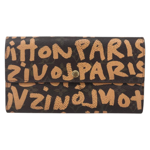 LOUIS VUITTON Graffiti Porte Monnaie Credit Wallet Orange M92190 LV Auth 154175