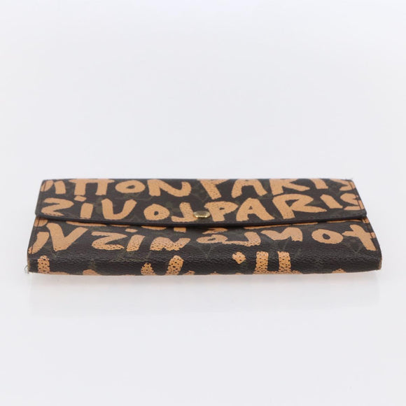 LOUIS VUITTON Graffiti Porte Monnaie Credit Wallet Orange M92190 LV Auth 154175