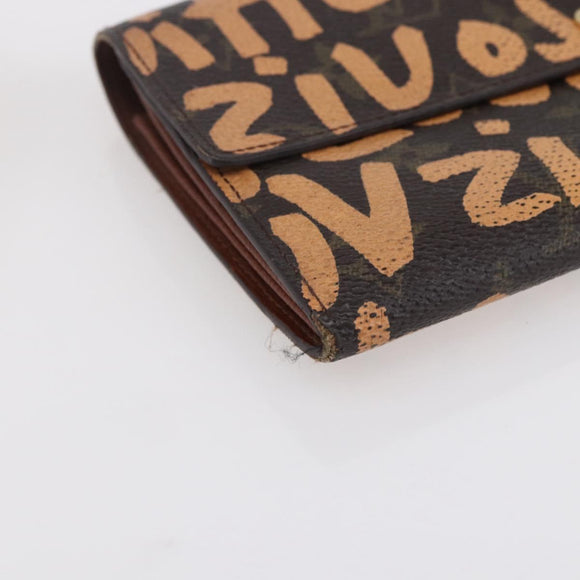 LOUIS VUITTON Graffiti Porte Monnaie Credit Wallet Orange M92190 LV Auth 154175