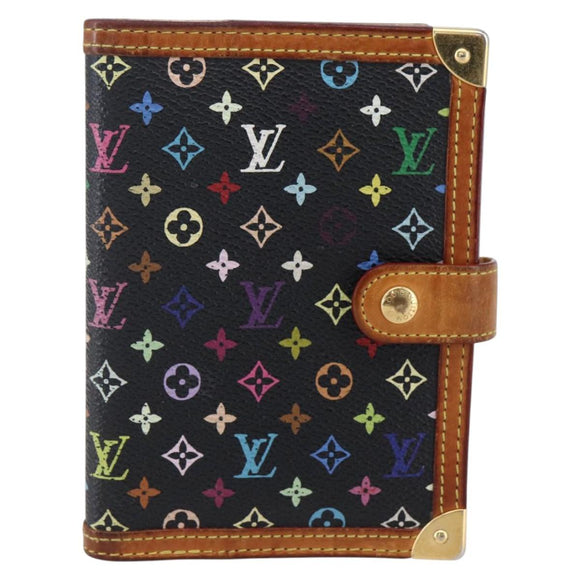 LOUIS VUITTON Multicolor Agenda PM Day Planner Cover Black R20895 LV Auth 154177