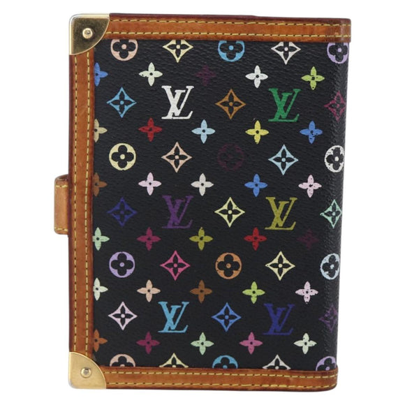 LOUIS VUITTON Multicolor Agenda PM Day Planner Cover Black R20895 LV Auth 154177