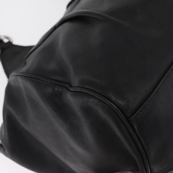 Salvatore Ferragamo Gancini Hand Bag Leather Black Silver Auth 154190