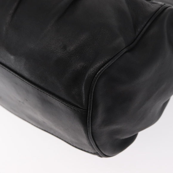 Salvatore Ferragamo Gancini Hand Bag Leather Black Silver Auth 154190