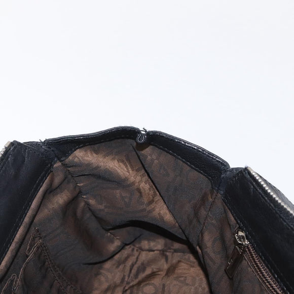 Salvatore Ferragamo Gancini Hand Bag Leather Black Silver Auth 154190