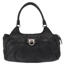 Salvatore Ferragamo Gancini Hand Bag Leather Black Silver Auth 154190-13