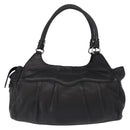 Salvatore Ferragamo Gancini Hand Bag Leather Black Silver Auth 154190-2