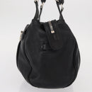 Salvatore Ferragamo Gancini Hand Bag Leather Black Silver Auth 154190-3