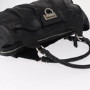 Salvatore Ferragamo Gancini Hand Bag Leather Black Silver Auth 154190-6