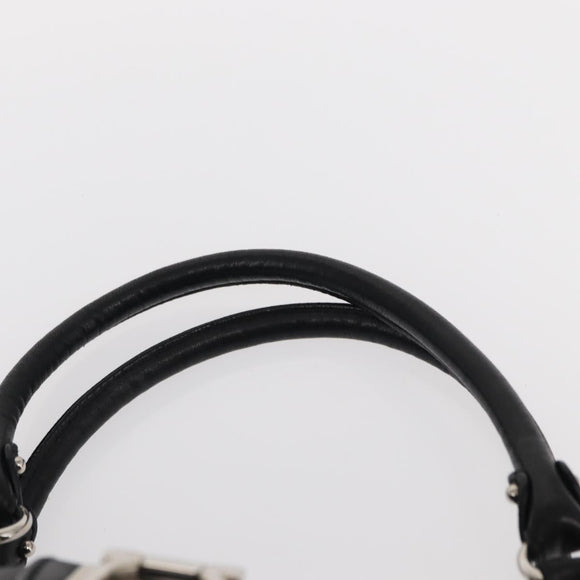 Salvatore Ferragamo Gancini Hand Bag Leather Black Silver Auth 154190