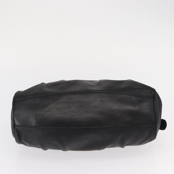 Salvatore Ferragamo Gancini Hand Bag Leather Black Silver Auth 154190