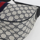 GUCCI GG Supreme Sherry Line Shoulder Bag PVC Navy Gold 10 12 3840 Auth 154192-10