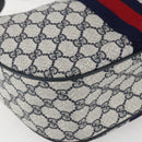 GUCCI GG Supreme Sherry Line Shoulder Bag PVC Navy Gold 10 12 3840 Auth 154192-11