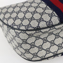 GUCCI GG Supreme Sherry Line Shoulder Bag PVC Navy Gold 10 12 3840 Auth 154192-13